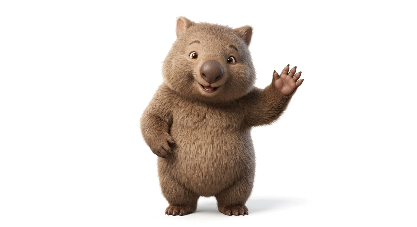 A friendly wombat waving hello